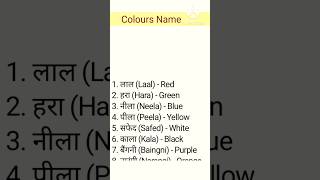 20 Colours Name in English and Hindidifferent types of colours nameshortsvideo [upl. by Lahsram790]