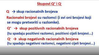 Skupovi Q i Q skup pozitivnih racionalnih brojeva i skup negativnih racionalnih brojeva [upl. by Tohcnarf]