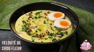 Recette de Velouté de ChouFleur au Curcuma Crème de Coco et Œuf Mollet [upl. by Rhody485]