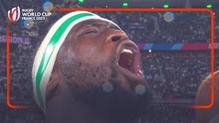 South Africas passionate national anthem  Rugby World Cup 2023 [upl. by Osnofledi901]