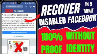 how to recover disabled facebook account 2024 without id facebook disabled account recovery 2024 [upl. by Galen890]