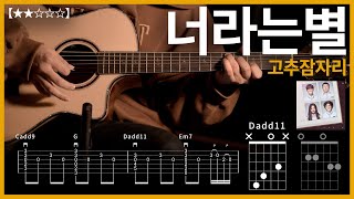 707고추잠자리  너라는별 기타커버【★★☆☆☆】  Guitar tutorial ギター 弾いてみた 【TAB譜】 [upl. by Ecnarret]