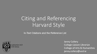 Citing and referencing using the Harvard Style [upl. by Gader]