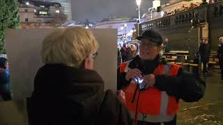 Two Palestine supporters try to disrupt trafalgar square christmas tree lights switch on london [upl. by Kimberli]