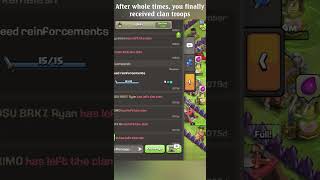 CLASH OF CLANS  After whole times you finally received clan troops shorts clashofclans coc [upl. by Mickelson]