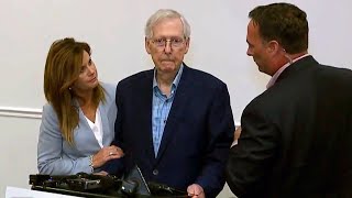 Mitch McConnell Appears to Freeze While Talking to Reporters [upl. by Eveivenej]