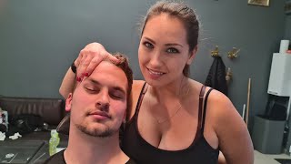 💈PURE ASMR CALM EXPERIENCE  RELAX w PETRAs FOAMY HAIR WASH HEAD amp FACE MASSAGE BACK SCRATCHING [upl. by Yerffoeg]