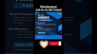 Storekeeper Job in Dubai Al Ain [upl. by Aron159]