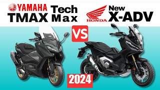 Yamaha TMAX Tech Max vs Honda XADV  Side by Side Comparison  Specs amp Price  2024 [upl. by Biebel464]