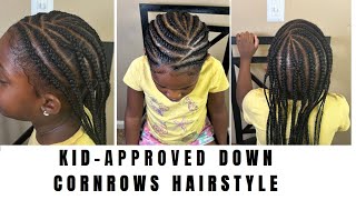 Down Cornrows Hairstyle for Kids  Super Easy  Braids [upl. by Elimaj646]