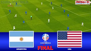 ARGENTINA vs USA  COPA AMERICA 2024 FINAL  FULL MATCH ALL GOALS  PES GAMEPLAY PC FL 24 [upl. by Saideman]