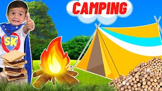 Camping for Kids  Smores amp Marshmallows  Explore a Camp Site  Make a Camp Fire  Fun Camping Trip [upl. by Enneicul]