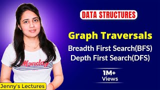 62 BFS and DFS Graph Traversals Breadth First Search and Depth First Search  Data structures [upl. by Lacefield]