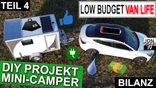 Projekt Mini Camper–FAZIT–T4  DIY VanLife im Kofferanhänger–der Low Budget Wohnwagen für das EAuto [upl. by Weingartner]