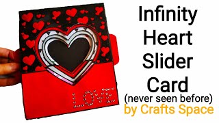 Infinity Heart Slider Card Tutorial  Expandable Heart Card  Valentine Day Card Idea  Crafts Space [upl. by Asillim230]