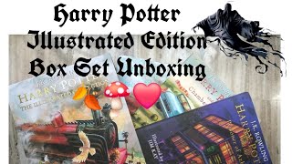 Harry Potter Illustrated Edition Box Set Unboxing  Readersacuity  Booktuber  Silent Unboxing [upl. by Stent]