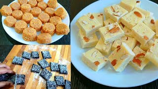 3 ചേരുവ കൊണ്ടുള്ള 3 Sweets PreparationParty Sweets VlogEasy Sweets RecipesMilk BurfiSemiya sweet [upl. by Hapte520]