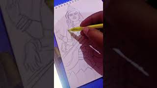 Saraswati Mata drawingSaraswati Matayash ARTSSHORTSplease like and subscribe 💐🕉️👍🌺🚩❤️🙏 [upl. by Kohl899]