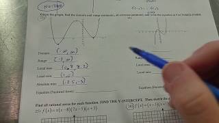 Estimate the domain range and extrema of a polynomial graph [upl. by Sucul]