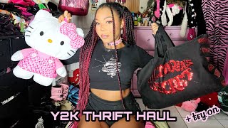 ICONIC Y2K THRIFT HAUL  TRY ON ♡ rockstar gf dollcore mall goth [upl. by Cerellia573]