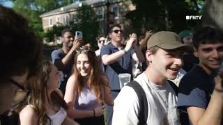 Rutgers University students chant quotUSAquot to counter Propalestine Encampment [upl. by Navetse]