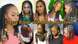 Beautiful braids hairstyles with beads  Braids Hairstyles for women  Cornrows [upl. by Mateo603]