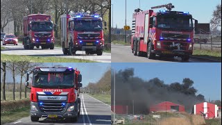 Veel Brandweer Peloton met spoed naar Zeer Grote Industriebrand Van Den Noort Recycling in Dongen [upl. by Rezeile]