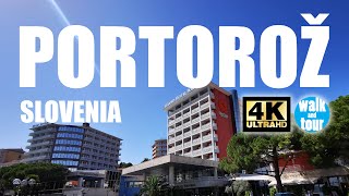 Portorož  Walk on a Nice Promenade by the Sea  4K UHD 60 fps  sLOVEnia [upl. by Sirovart]