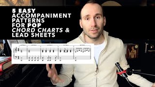 5 Easy Beginner Piano Patterns for POP Chord Charts amp Lead Sheets [upl. by Raines236]