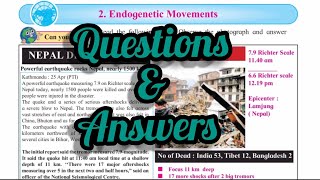 Class 9th  Geography  Chp 2  Endogenetic Movements  Question amp Answer  magi academy [upl. by Noakes]