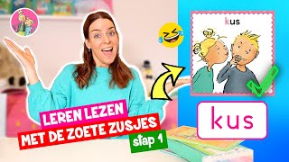 De Eerste Woorden Zelf Leren Lezen Met DE ZOETE ZUSJES STAP 1 ♥DeZoeteZusjes♥ [upl. by Jordanson100]