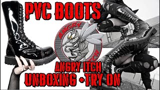 PVC Boots Try On  Unboxing feat Angry Itch Boots  Gothic Haul [upl. by Seraphine]