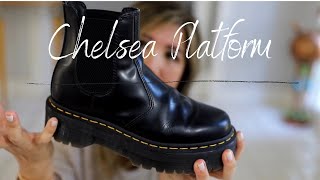 CHELSEA PLATFORM BOOT  DOC MARTENS  QUICK REVIEW amp LOTS OF MODELING SHOTS WITH DIFFERENT OUTFITS [upl. by Nede]