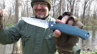 Real Steel Scandi Pathfinder Folder Knife Review 80  Scandilous Denim Clad Pocket Knife [upl. by Kerad]