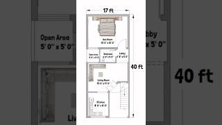 17 x 40 House Plan  17x40 House Design  17x40 Ghar ka Naksha  East houseplans housedesign [upl. by Atirihs339]