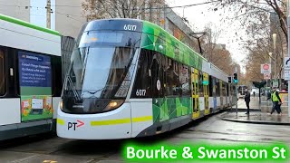 Trams in the Melbourne CBD Bourke amp Swanston Street Intersection [upl. by Aubrey522]