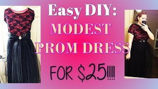 Easy DIY MODEST Prom Dress for 25 with sleeves [upl. by Blane]