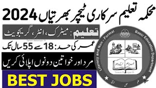 Literacy Non Formal Basic Education Department Jobs 2024 Teacher Jobs 2024  New Jobs in Pakistan [upl. by Azpurua]