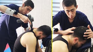 MASSAGE THERAPY ON CHAIR ASMR Back Head Face Massage w ASMR Tool [upl. by Yblok]