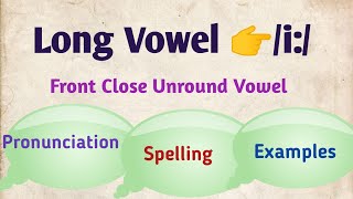 Long Vowel 👉i Pronunciation Spelling and Examples Front Close Unround Vowel sound [upl. by Leone706]