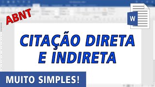 ABNT  Citação direta e indireta com formatação 2022 [upl. by Brufsky]