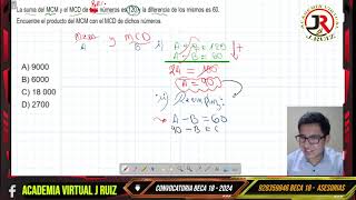 BECA 18  2024 PREGUNTA EXAMEN PRONABEC ARITMÉTICA MCD MCM [upl. by Annaihs]