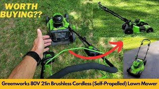 Worth Buying Greenworks Lawn Mower Review Greenworks 80V Lawn Mower 21in Brushless Self Propelled [upl. by Aznola]