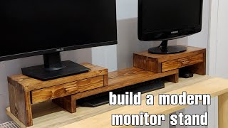 How to build a DIY Wooden Monitor Stand with Drawer [upl. by Yeslaehc]