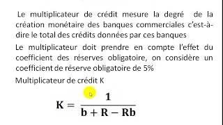 Économie monétaire S3 partie 12 quot le multiplicateur de crédit quot [upl. by Dominica]