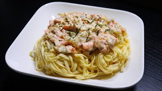 Pâtes au saumon ultra facile en 5 minutes  Ultra easy 5 minutes salmon pasta [upl. by Niwrek]