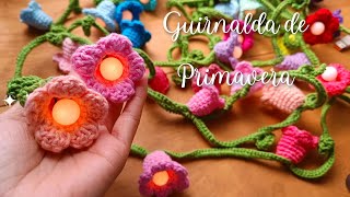 Guirnalda de primavera tejida a crochet con foquitos Led  Tejidos Pennys ens 🌸 [upl. by Klepac700]