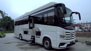 Größte Wohnmobile 2022 116m x 255m Morelo Empire Liner Mercedes Actros PKW Garage NEUES DESIGN [upl. by Rovelli]