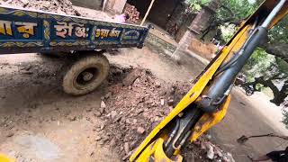 Jcb Backhoe loading Swaraj744 4X4 BS6 Tractor [upl. by Latvina]