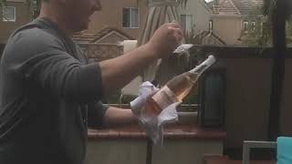 Guys Fails at Sabering Bottle Open With Wine Glass  1023784 [upl. by Hope]